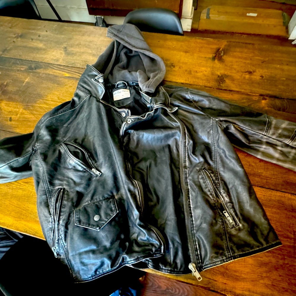 WE THE FREE Hooded Faux leather jacket
